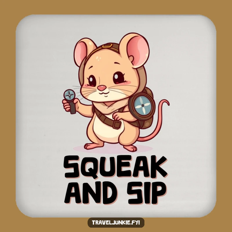 Funny Mouse Wanderer Coaster Set: Navigate Drinks with Humor