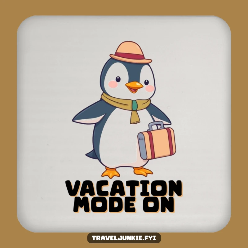 Funny Penguin Tourist Coaster - Protect Surfaces with Travel Charm