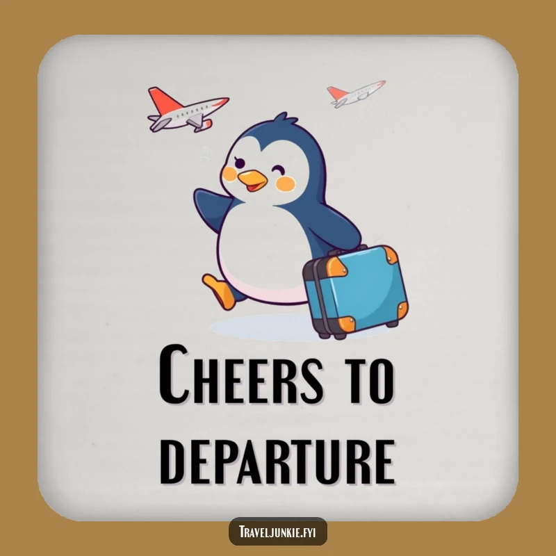 Funny Penguin Travel Drink Coaster A Hilarious Gift For Aviation Fans