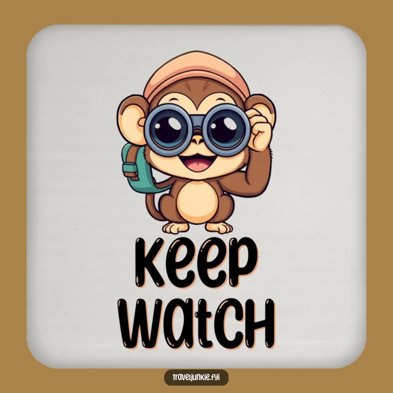 Funny Monkey Traveler Coasters: Protect Surfaces with Curious Charm, Unique Gift Set
