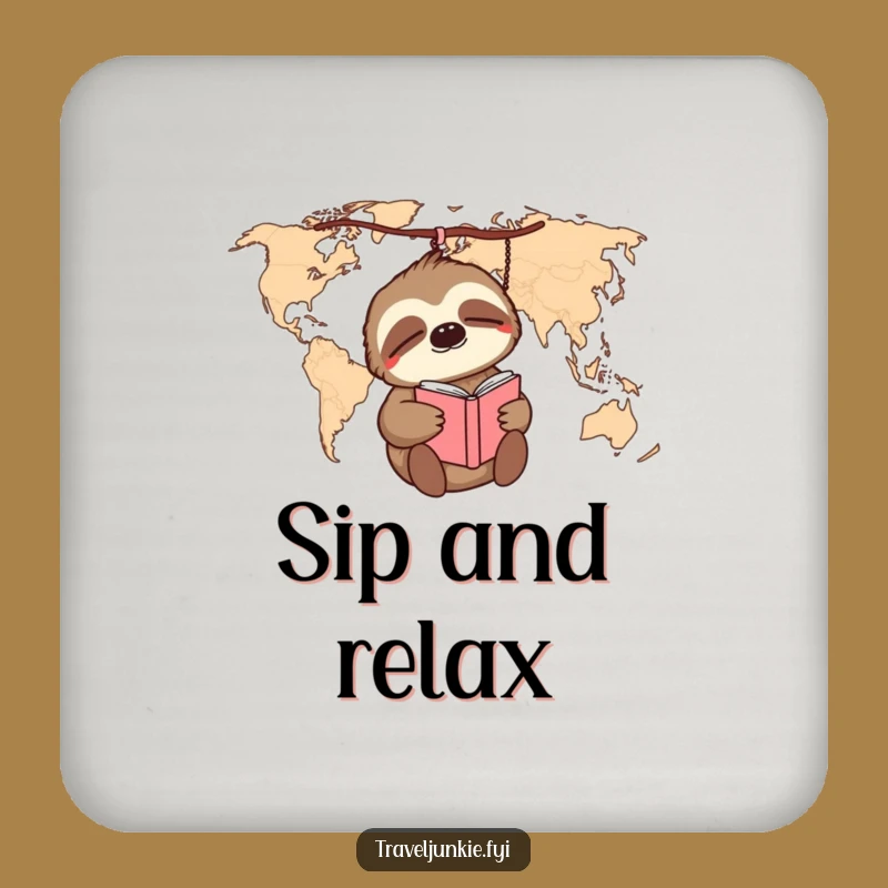 Funny Sloth World Map Coaster: Protect Surfaces with Lazy Charm!