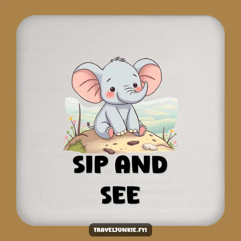 Funny Elephant View Coaster: Protect Surfaces with Pachyderm Peace