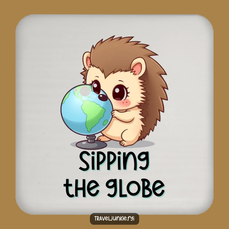 Funny Hedgehog Globe Coaster - Curious Character Drink Protector Gift
