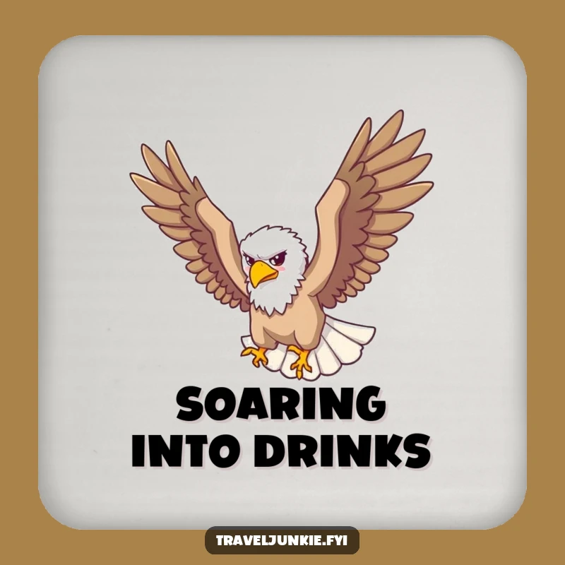 Funny Eagle Traveler Coaster Set: Majestic Protection for Drinks