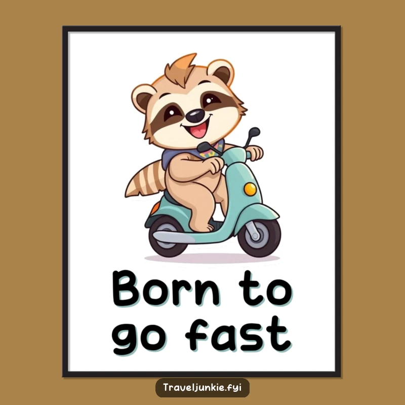 Funny Sloth Scooter Poster: Energetic Animal Wall Art Gift!