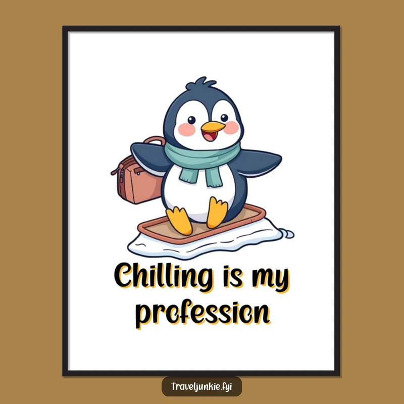 Funny Penguin Sliding Poster: Hilarious Arctic Scene for Wall Decor
