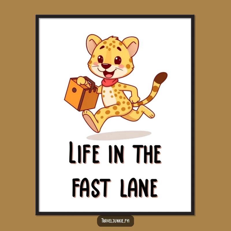 Funny Cheetah Travel Poster: Fast & Hilarious Wall Art!
