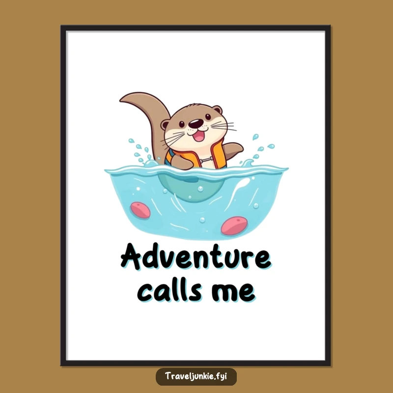 Funny Otter Life Vest Poster: Adventurous Ocean Dive Art!