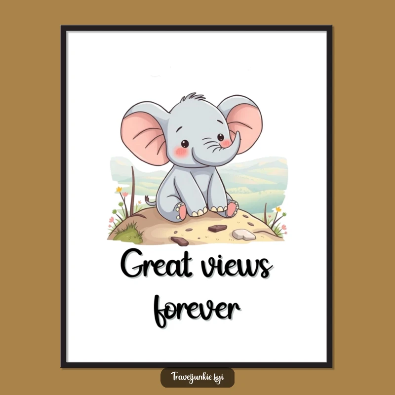 Funny Elephant View Poster: Majestic Pachyderm Art for Peaceful Decor
