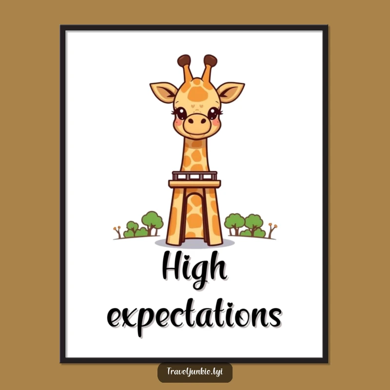 Funny Giraffe Landmark Poster: Curious Wall Art Gift!