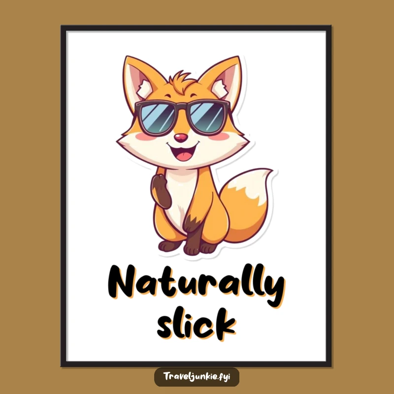 Funny Fox Cool Pose Poster - Sunglasses Character Wall Art Print