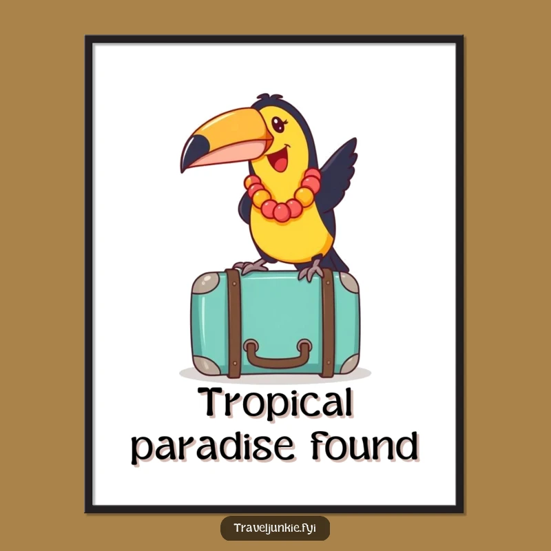 Funny Toucan Suitcase Poster: Joyful Tropical Traveler Wall Art Gift!