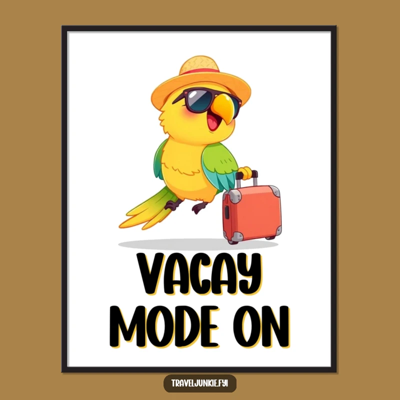 Funny Parrot Vacation Poster: Tropical Humor for Your Walls, Ideal Funny Gift