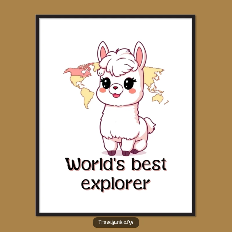 Funny Alpaca World Map Poster: Delightful Alpaca Dreaming of Travel, Inspiring Funny Gift Decor