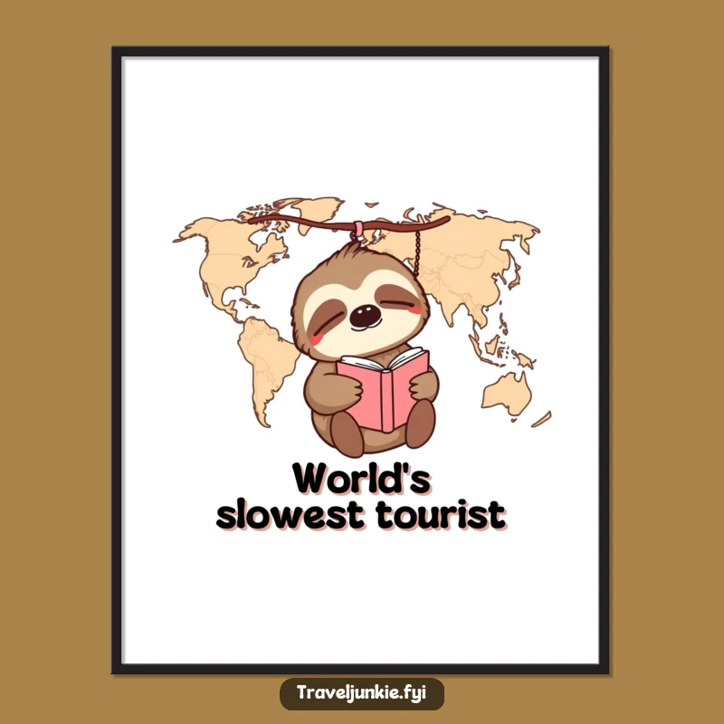 Funny Sloth World Map Poster: Decorate with Slow-Paced Humor!