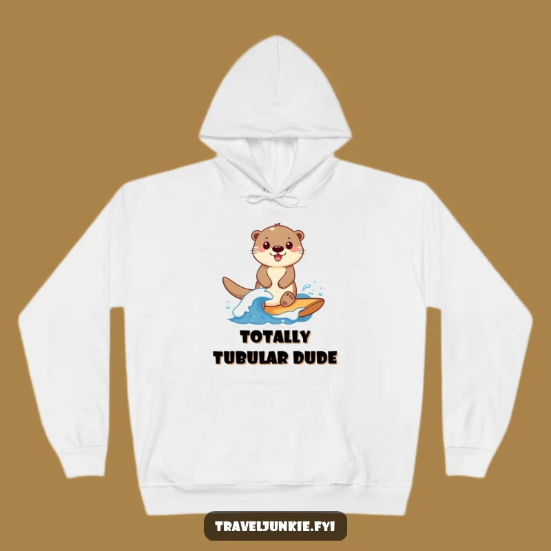 Cozy Funny Otter Surfer Hoodie: Smiling Otter Wave Rider, The Best Funny Gift