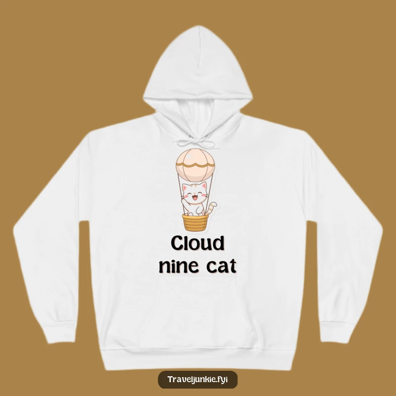 Funny Cat Hot Air Balloon Hoodie - Joyful Adventure Design for Cozy Flights