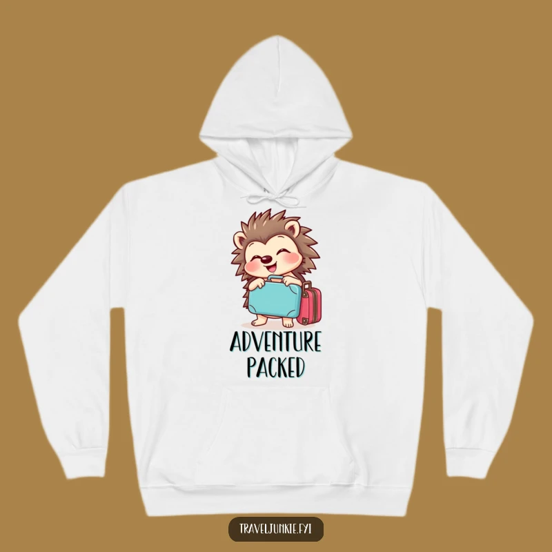 Funny Hedgehog Journey Hoodie: Cozy Cheerful Travel Gift