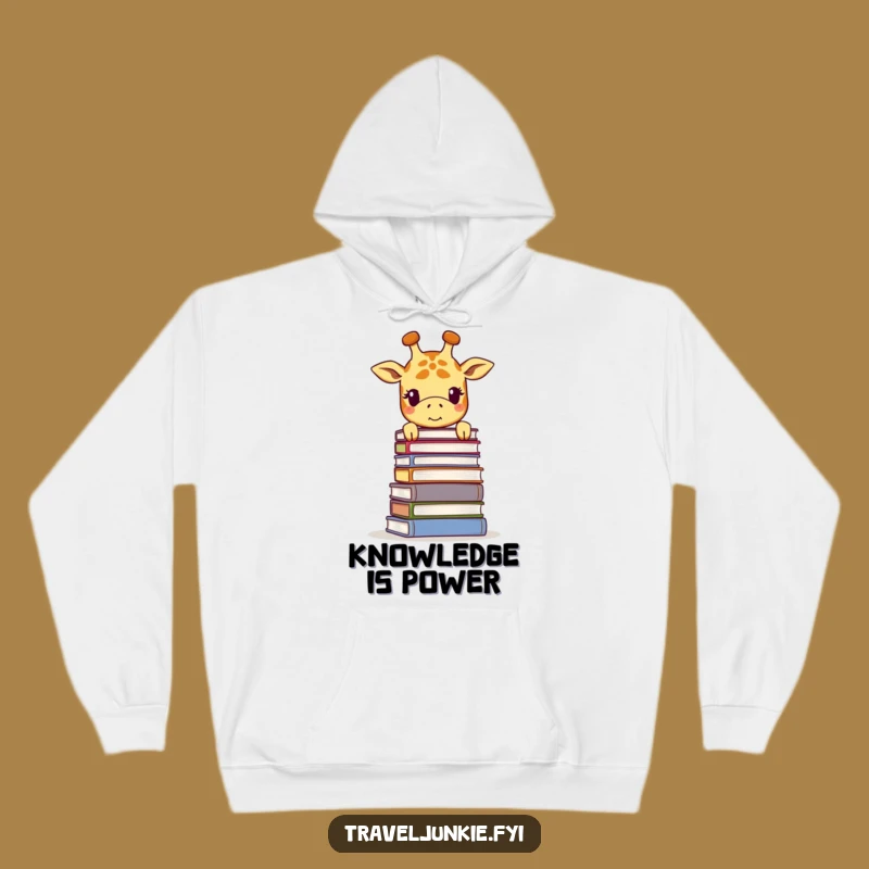 Funny Giraffe Book Stack Hoodie - Cozy Smiling Scholar Sweatshirt Gift