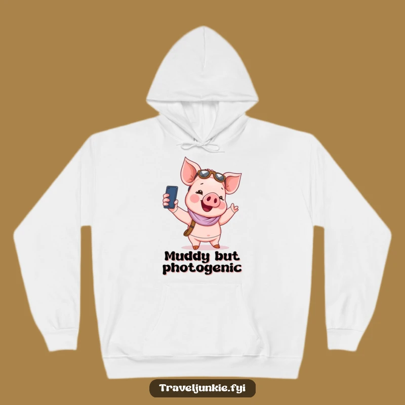 Funny Piglet Tourist Hoodie: Cozy Selfies, Perfect Funny Gift
