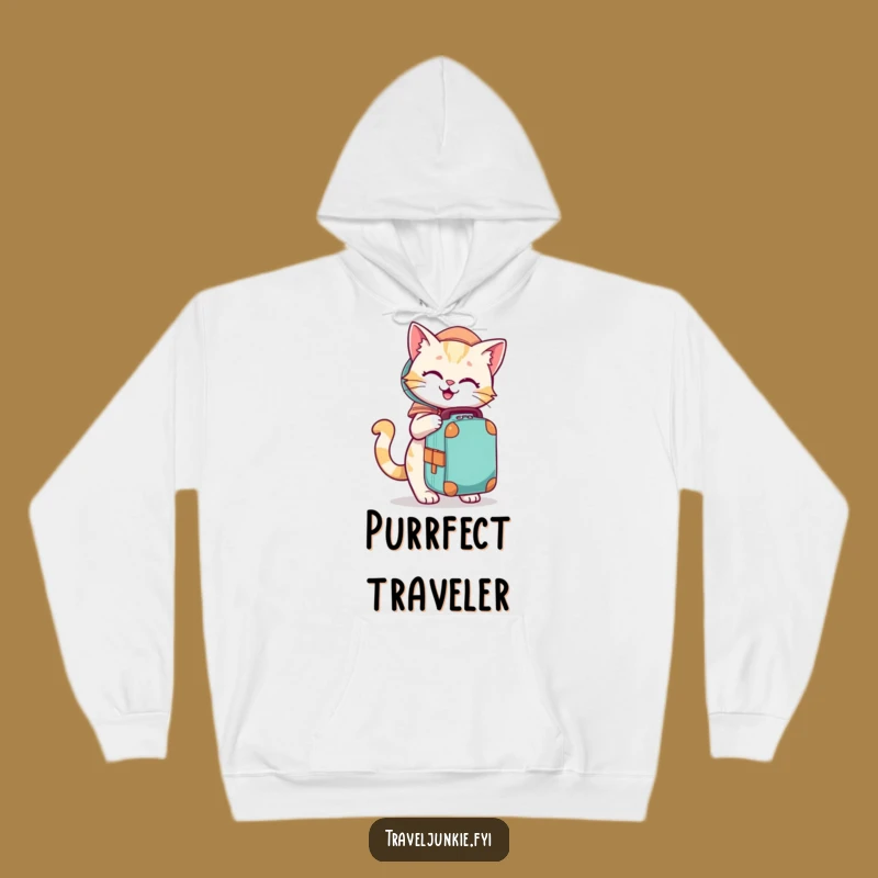Funny Cat Travel Hoodie - Cozy Playful Character Adventure Sweatshirt Gift