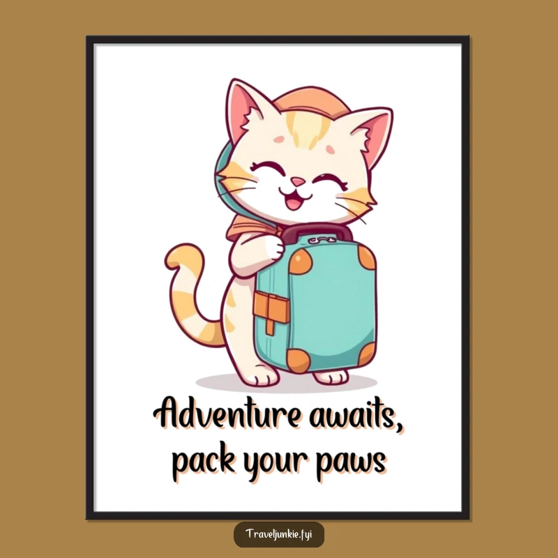Free Printable Wall Art: Playful Cat Packing Funny Downloadable Decor