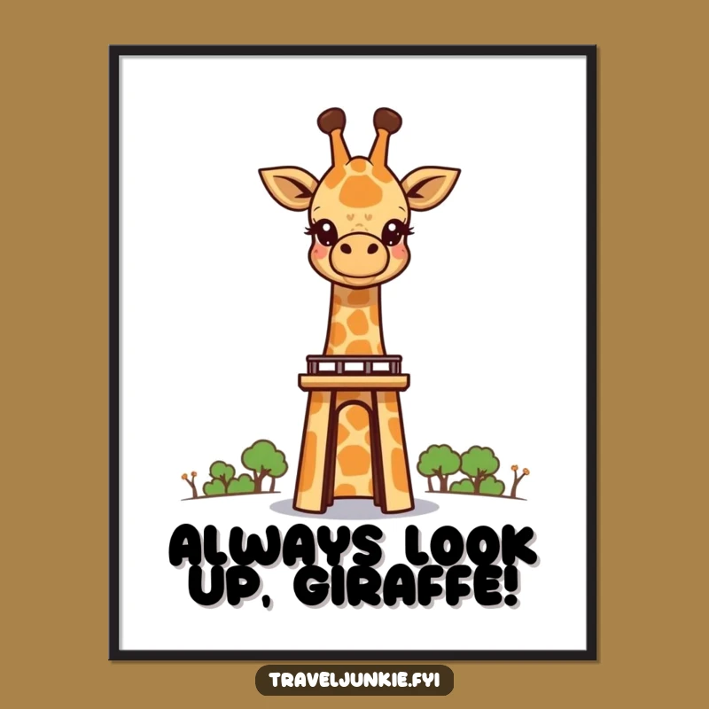 Free Printable Wall Art: Giraffe Peeking Over Landmark - Awe-Inspiring Downloadable Decor