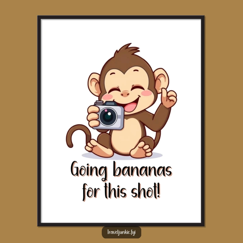 Free Printable Monkey Selfie Wall Art - Funny Downloadable Decor with a Quirky Vibe