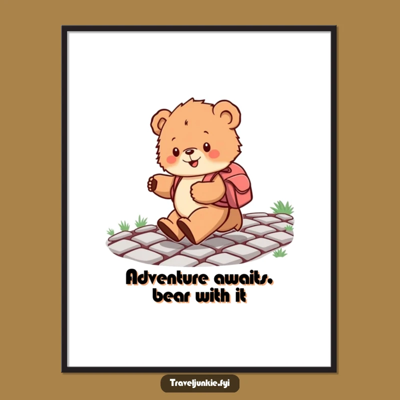 Free Printable Wall Art: Bear Cub's Happy Path - Funny Downloadable Decor