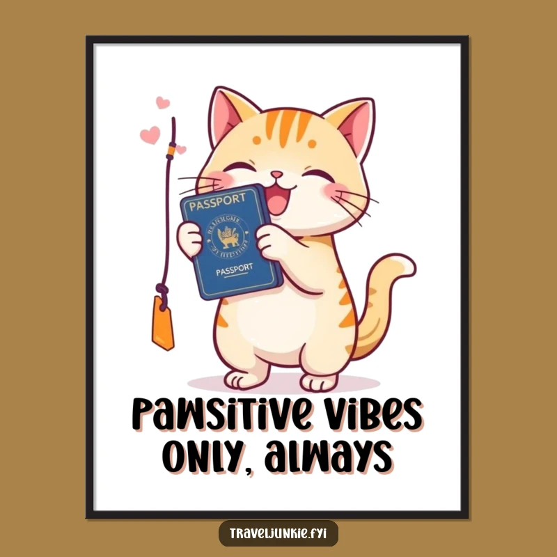 Funny Free Printable Wall Art: Cat Passport Batting Tag Downloadable Decor