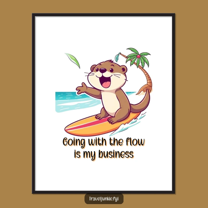 Funny Free Printable Wall Art: Otter's Tropical Surf Adventure