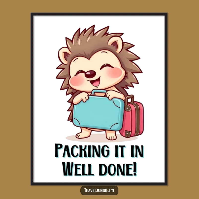 Funny Free Printable Hedgehog Wall Art - Charming Travel Downloadable Art Gift