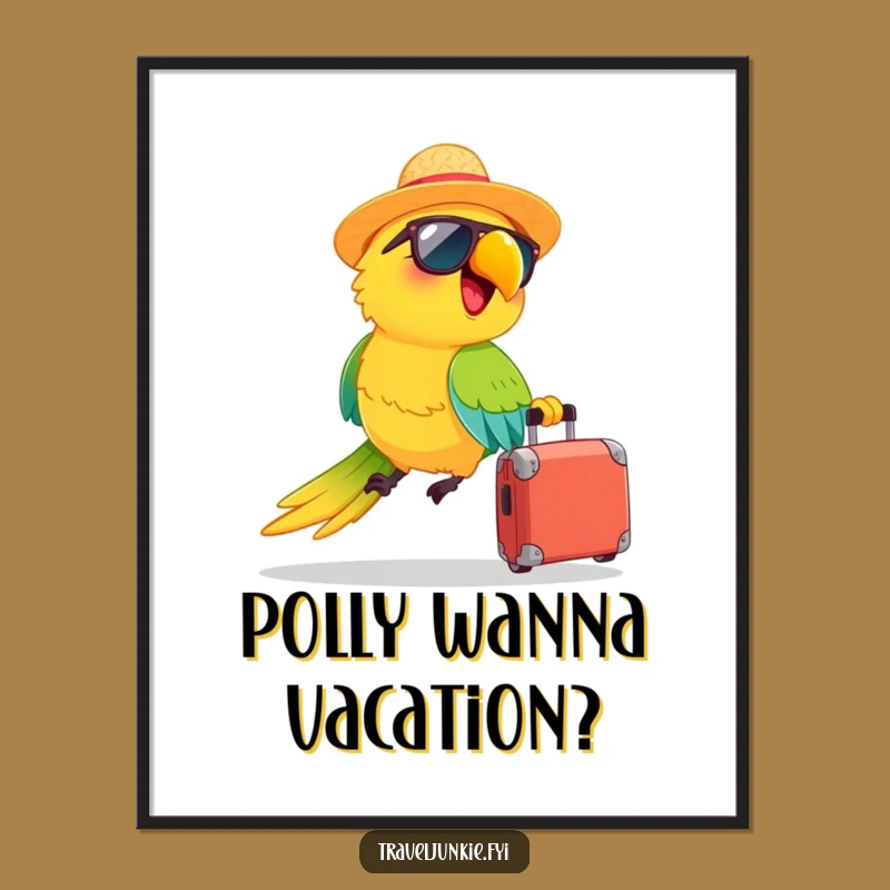 Free Printable Wall Art: Parrot's Tropical Escape Funny Downloadable Art Decor