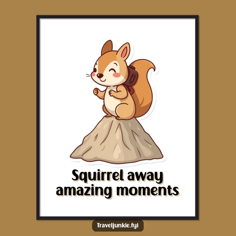 Funny Free Printable Wall Art: Squirrel Hiker Downloadable Decor