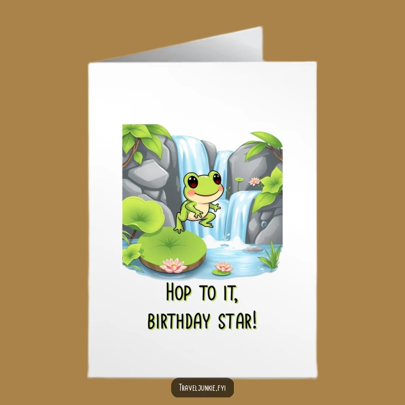 Free Printable Frog Birthday Card: Lively Hop, Funny Downloadable & Print-at-Home