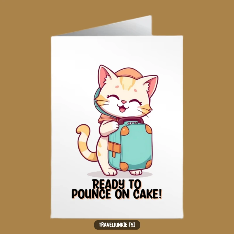 Free Printable Funny Birthday Cat Card: Packing for Fun Downloadable Gift
