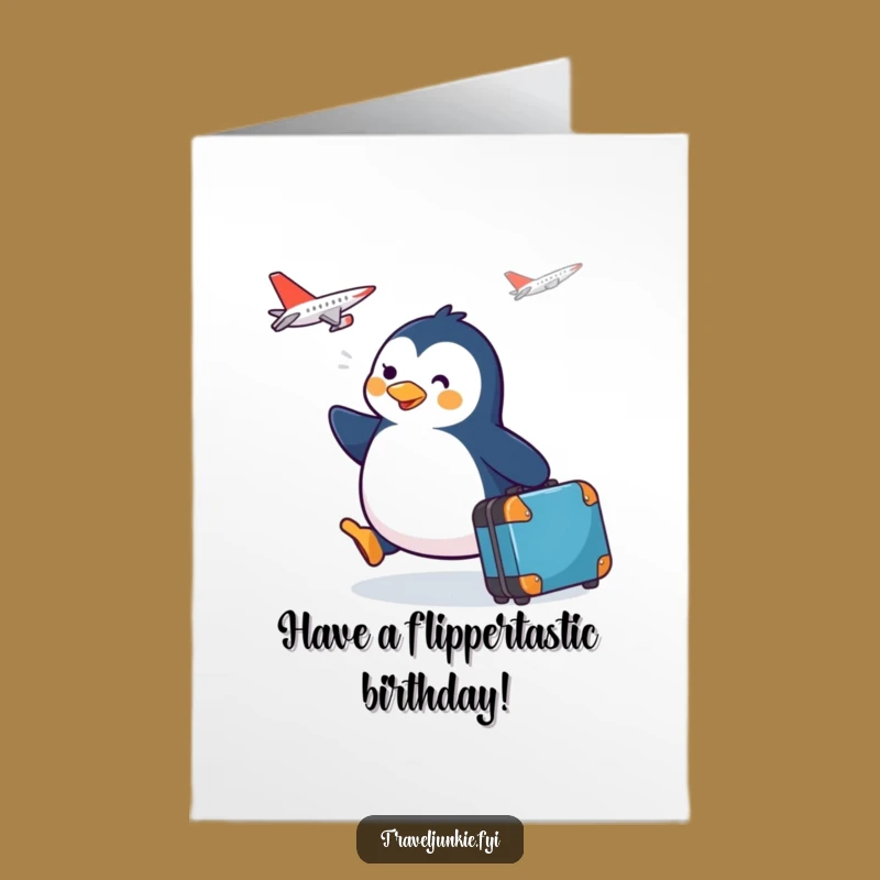 Free Printable Penguin Birthday Card: Funny Downloadable Gift for Travelers