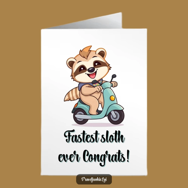 Funny Free Printable Birthday Card: Energetic Sloth Scooter - Hilarious Downloadable Gift