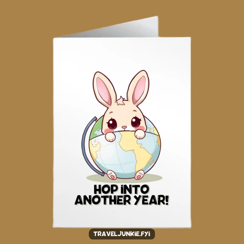 Free Printable Rabbit Birthday Card: Peeking Globe Humor, Downloadable & DIY