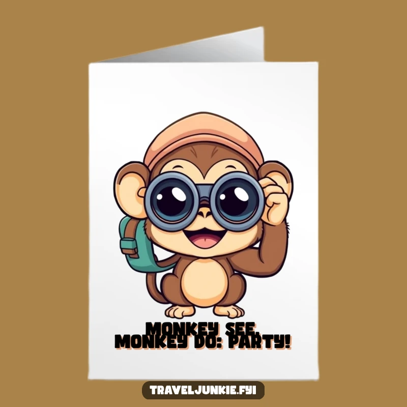 Free Printable Monkey Traveler Birthday Card: Hilarious Curious Explorer Downloadable Gift!