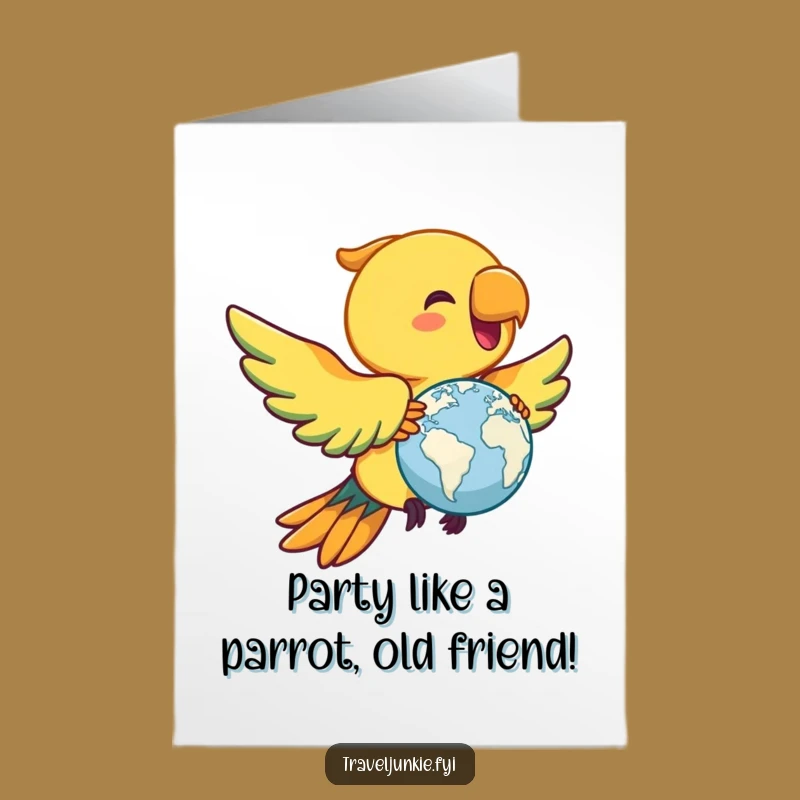 Free Printable Parrot Birthday Card: Joyful Globe Flyer Downloadable Gift