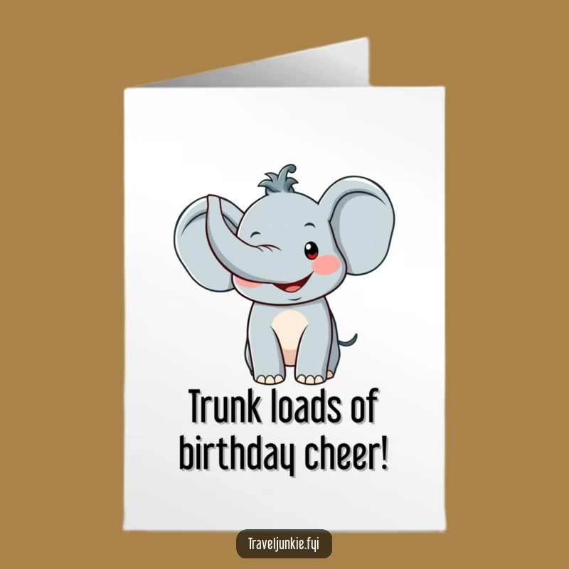 Free Printable Elephant Birthday Card: Funny Trunk Up Greeting, Downloadable & DIY
