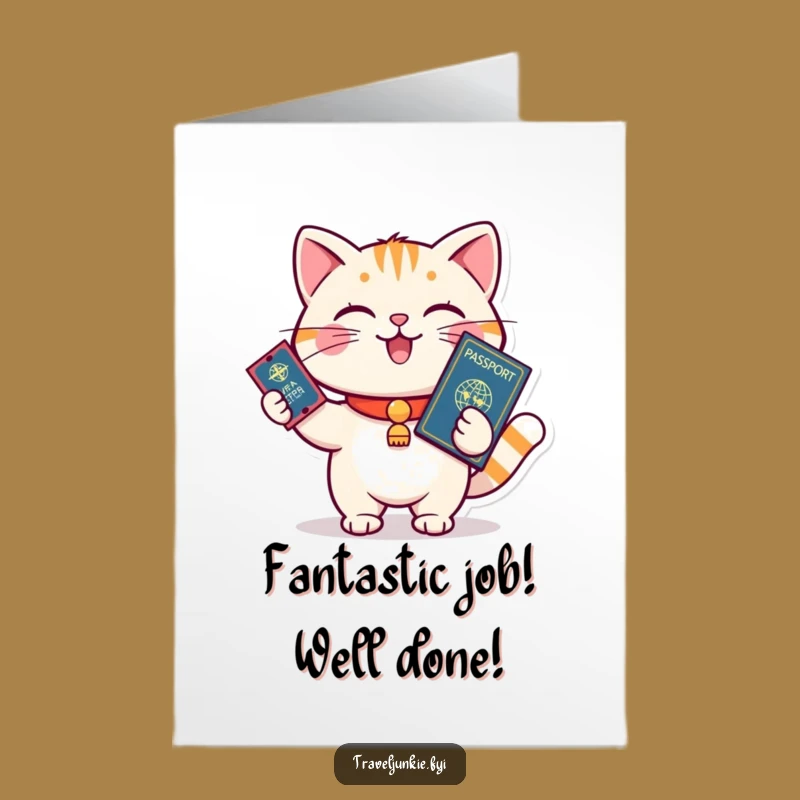 Free Printable Cat Congrats Card: Bon Voyage Humor