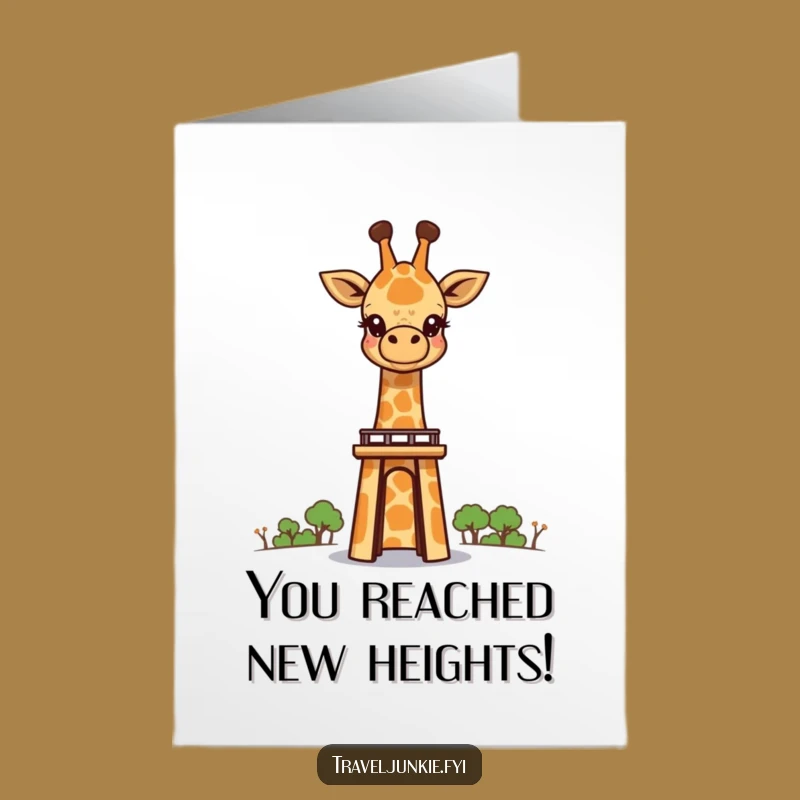 Free Printable Congrats Card: Giraffe Peeking Over Landmark - Awe-Inspiring Downloadable Gift