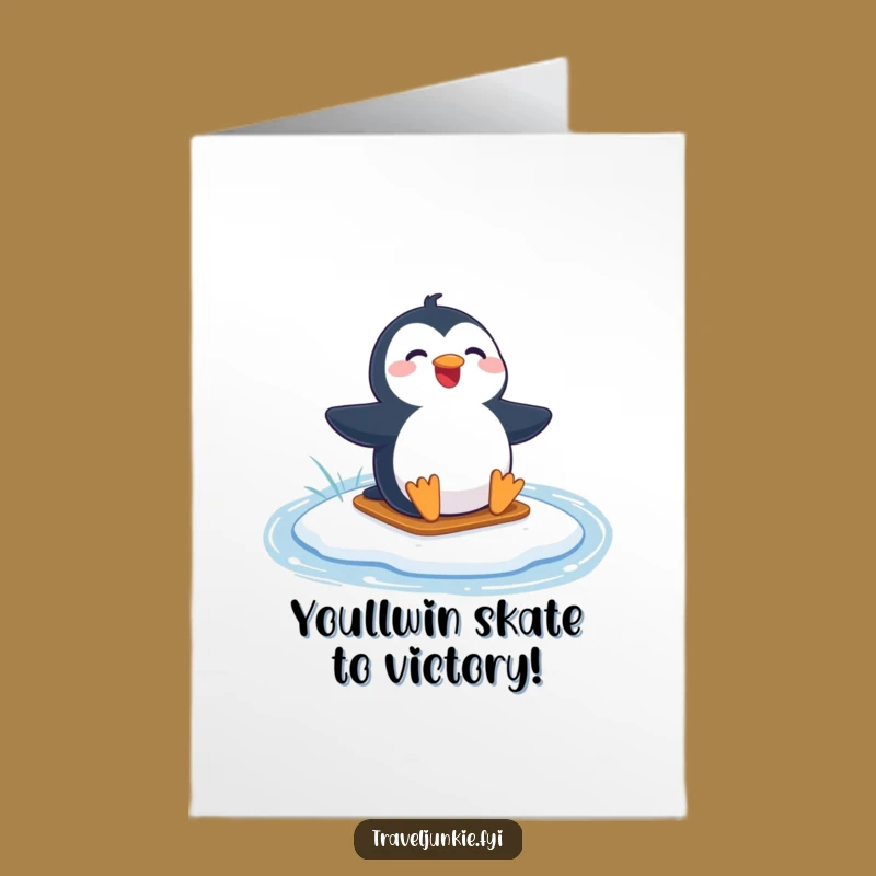 Free Printable Congrats Card: Penguin Ice Slide - Funny Downloadable Gift