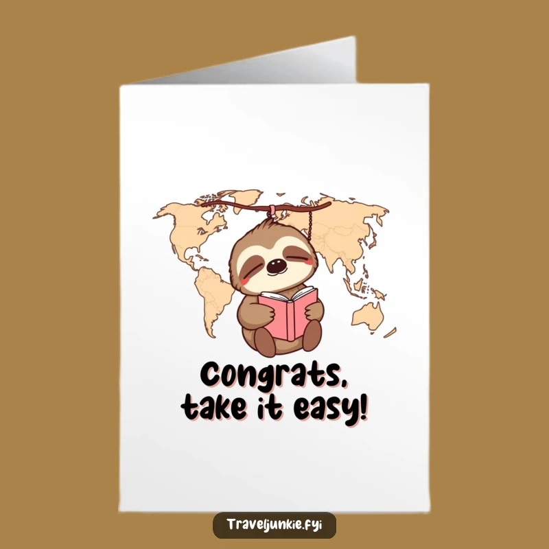 Free Printable Congrats Card: Sloth Achieves Travel Goals