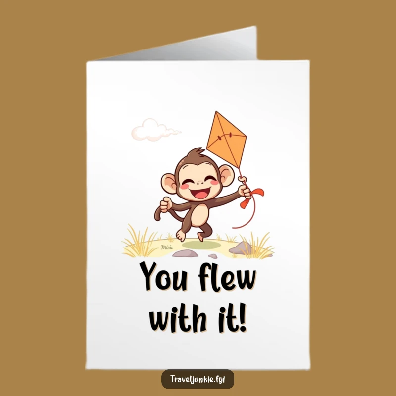 Free Printable Funny Monkey Kite Congrats Card - Wacky Downloadable Gift