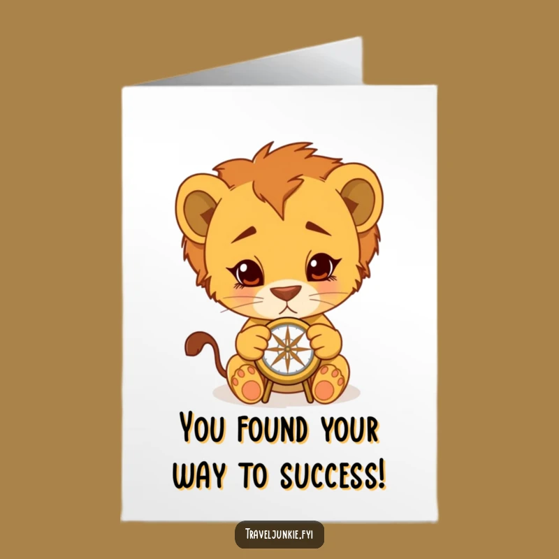Free Printable Lion Cub Congratulations Card: Compass to Success