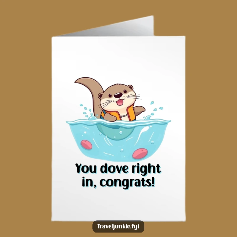 Free Printable Otter Congrats Card: Funny Diving Ocean Theme