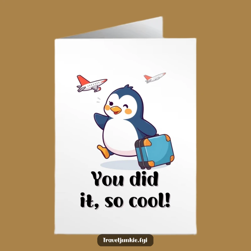 Free Printable Penguin Congrats Card: Funny Downloadable Gift for New Journeys